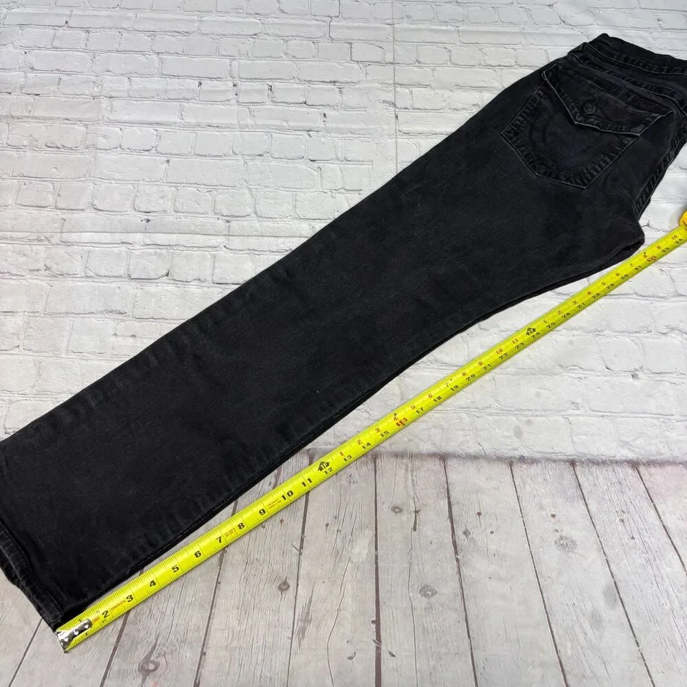 True Religion Men Ricky Relaxed Straight Jeans Size 33x32 Black Denim C124 -5